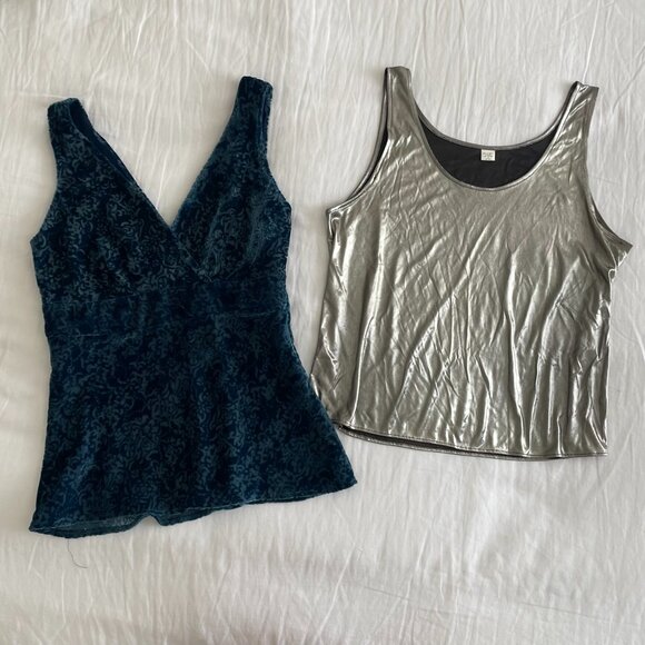 Velvet & Metallic Tank Top Bundle (sz M) - Picture 1 of 7